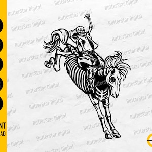 Skeleton Horse Rodeo SVG | Cowboy SVG | Western Decals Wall Art Clipart Vector Graphics | Cricut Cut Files Silhouette Digital Dxf Png Eps Ai
