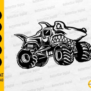 Hammerhead Shark Monster Truck SVG | Muscle Car 4x4 SVG | Off Road Vehicle | Cricut Cut File Printable Clipart Vector Digital Dxf Png Eps Ai