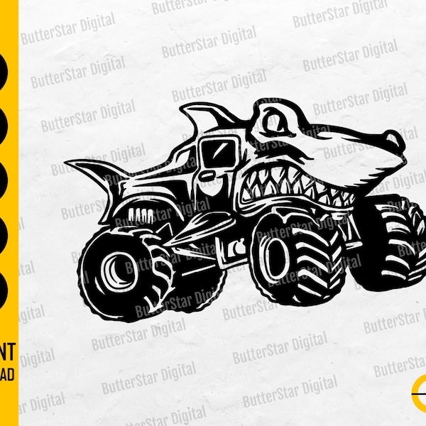 Hammerhead Shark Monster Truck SVG | Muscle Car 4x4 SVG | Off Road Vehicle | Cricut Cut File Printable Clipart Vector Digital Dxf Png Eps Ai