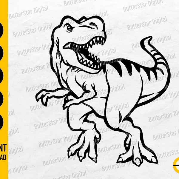 T-Rex SVG | Roaming Dinosaur SVG | Cute Dino T-Shirt Vinyl Stencil Gift | Cricut Cut Files Printable Clip Art Vector Digital Dxf Png Eps Ai