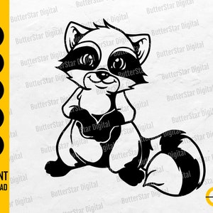Cute Baby Raccoon SVG | Wild Animal T-Shirt Image Clip Art Vector Graphics | Cricut Cutting Files Silhouette Digital Download Dxf Png Eps Ai