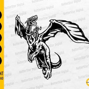 Skeleton Riding Dragon SVG | Fantasy SVG | Mythical Animal SVG | Cricut Cut File Silhouette Printable Clip Art Vector Digital Dxf Png Eps Ai