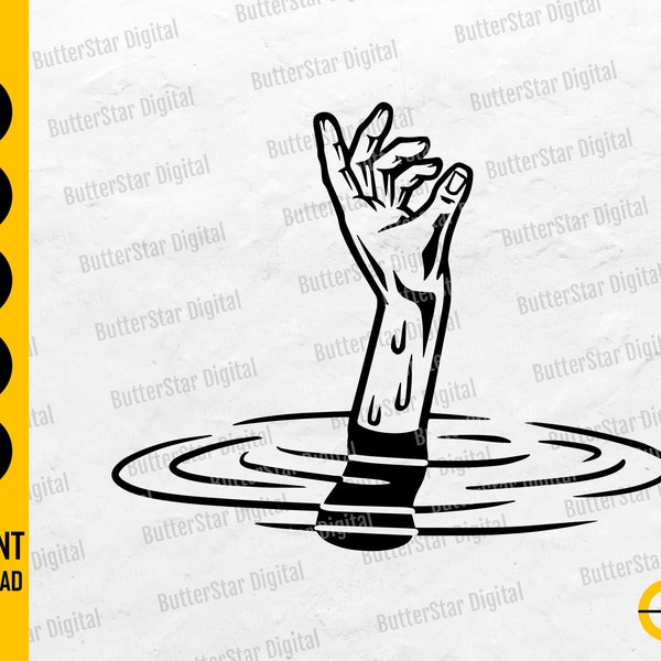 Drowning Hand SVG | Drown SVG | Dying Die Dead Caution Distress Breathe Breath Air | Cut File Cuttable Vector Clipart Digital Dxf Png Eps Ai