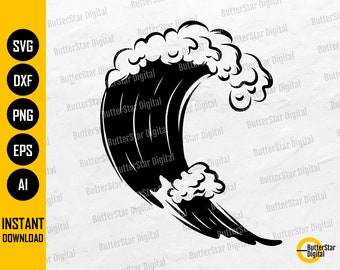 海の波 SVG | サーフィン SVG | 航海 SVG | 水嵐 ハリケーン 台風 | カットファイル 印刷可能なクリップアート ベクター デジタル Dxf Png Eps Ai
