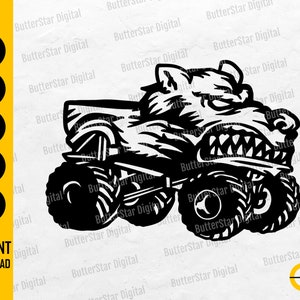 Bear Monster Truck SVG | Muscle Car SVG | 4x4 Off Road Vehicle | Cricut Cut File Silhouette Printable Clip Art Vector Digital Dxf Png Eps Ai