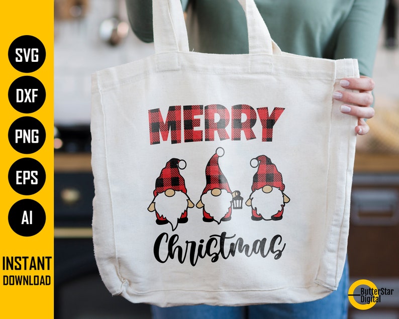 Download Merry Christmas Gnomes SVG Winter Gnome Buffalo Plaid | Etsy