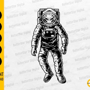 Astronaut Alien SVG | Astronomy SVG | Sci-Fi T-Shirt Decal Sticker Graphics | Cricut Cutfile Clip Art Vector Digital Download Dxf Png Eps Ai