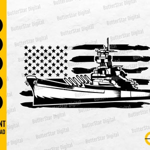 US Battleship SVG | Navy SVG | Warship Decal Graphics T-Shirt | Cricut Silhouette Cameo Cutting File Cuttable Clipart Digital Dxf Png Eps Ai