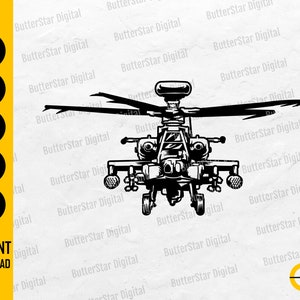 Pode incluir: Ilustração a preto e branco de um helicóptero militar. A imagem inclui o texto "SVG, DXF, PNG, EPS, AI" e "DOWNLOAD INSTANTÂNEO". É um ficheiro digital.