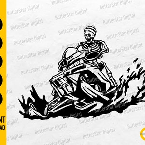 Skeleton Snowmobiling SVG | Snowmachine SVG | Motor Sled SVG | Cricut Cutting File Silhouette Cameo Printable Clipart Digital Dxf Png Eps Ai
