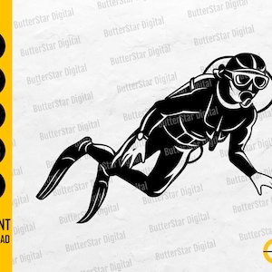 Scuba Diver SVG | Diving Equipment SVG | Dive Stencil Vinyl Image Drawing Graphics | Cricut Cut Files Clip Art Vector Digital Dxf Png Eps Ai