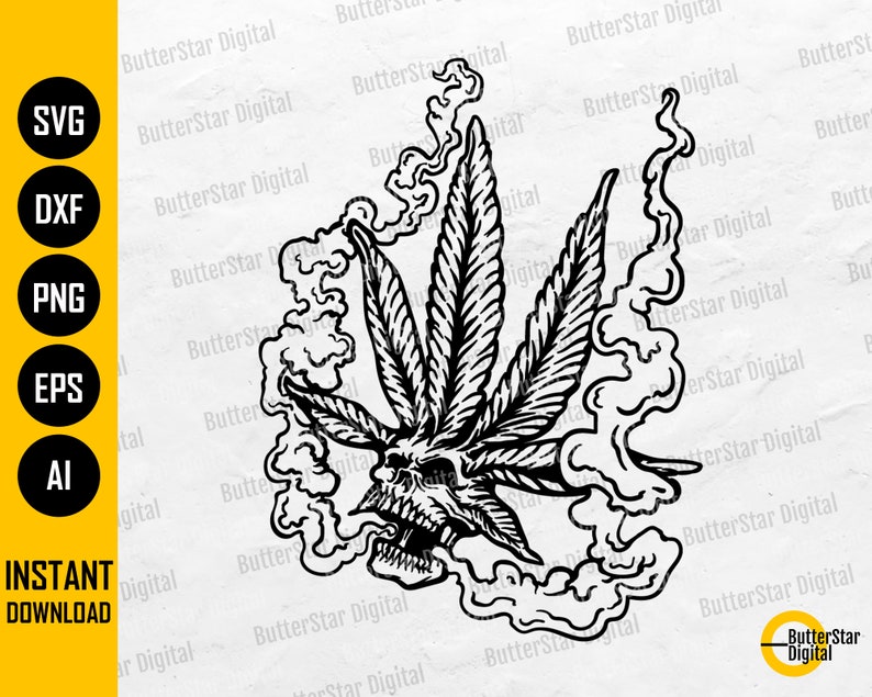 Weed Leaf Skull SVG / Stoner Skeleton SVG / Smoke Cannabis SVG - Etsy ...