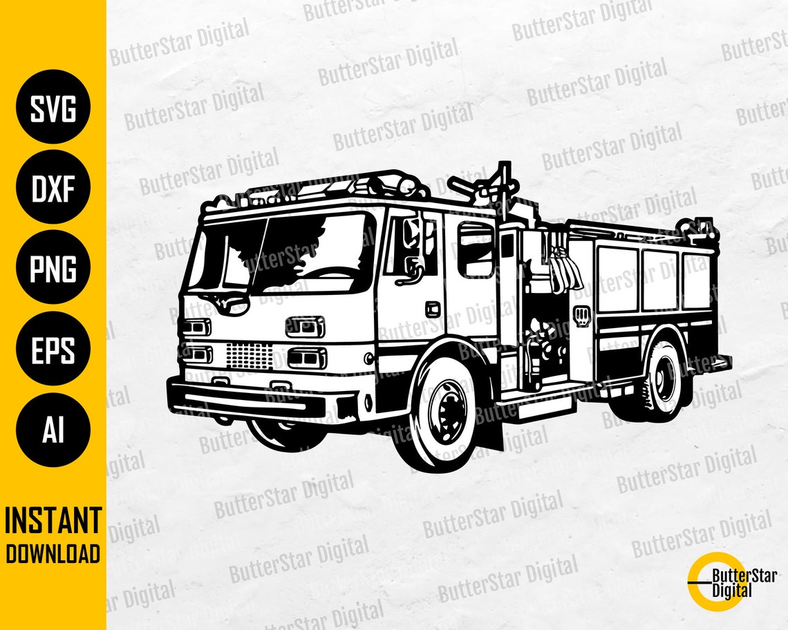 Fire Truck SVG Fire Engine SVG Firefighter Decal Graphics - Etsy