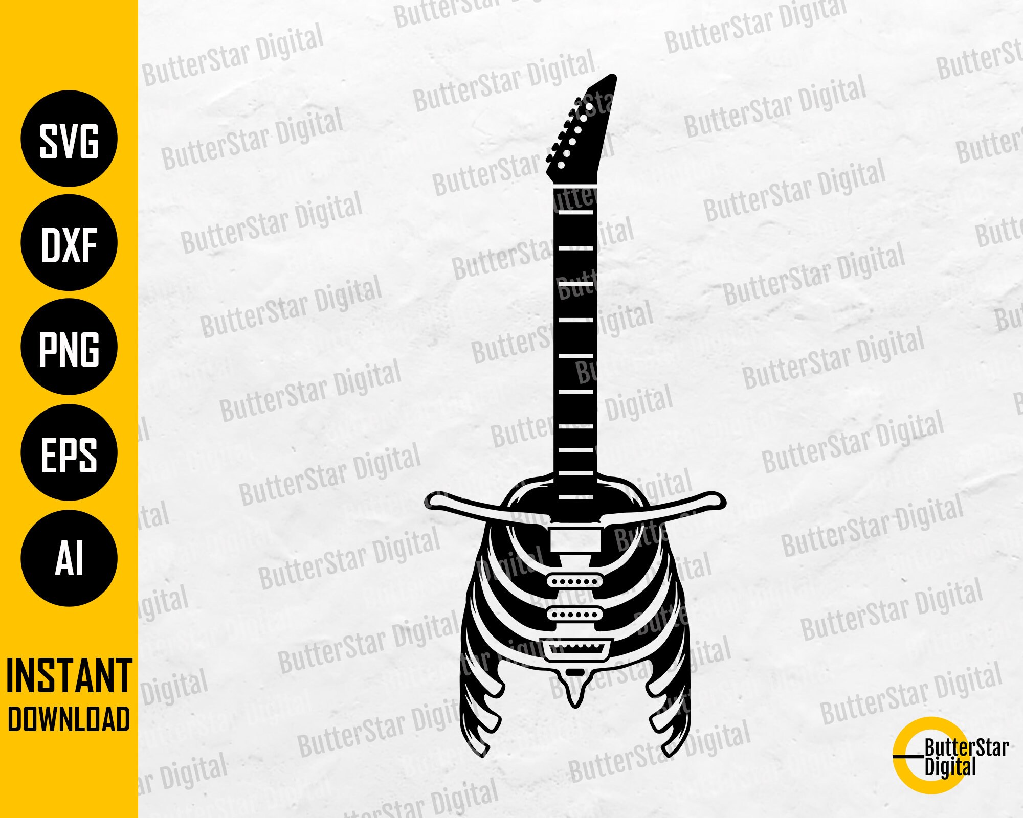 Ribcage Guitar SVG Skeleton SVG Music Tshirt Vinyl Etsy Australia