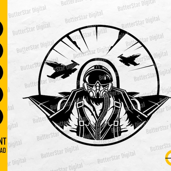 Fighter Pilot SVG | Air Force Shirt Stencil Vinyl Sticker Decal | Cricut Silhouette Cut File Cuttable Clip Art Vector Digital Dxf Png Eps Ai