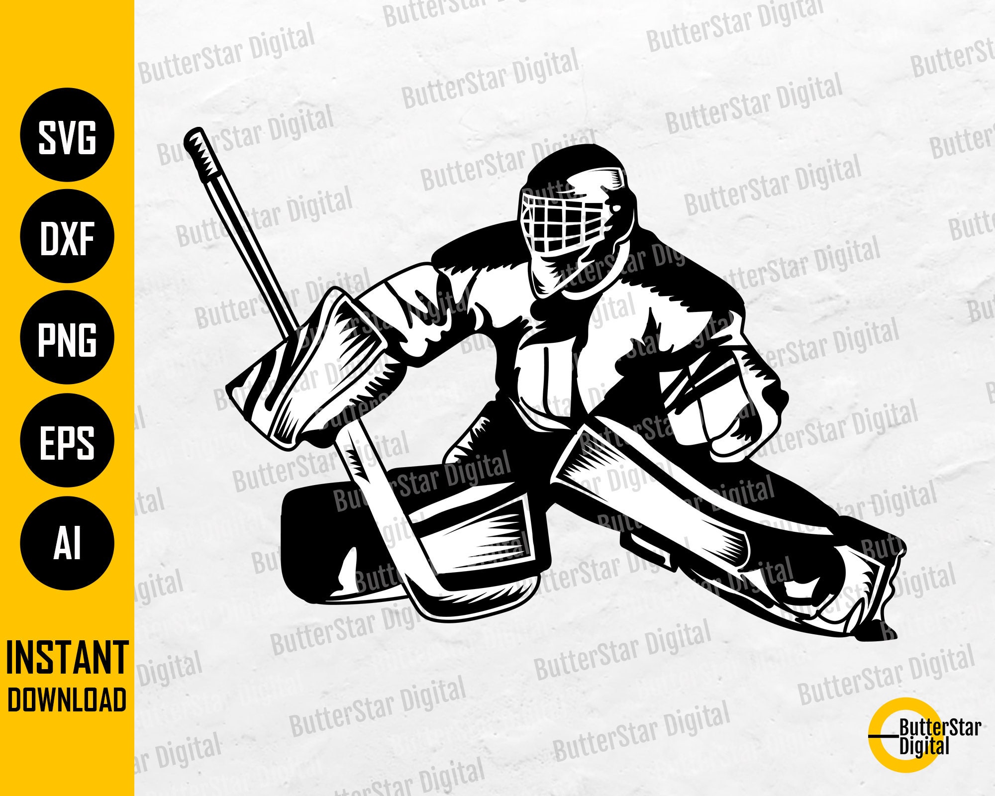 Hockey Goalie Save SVG Goaltender Illustration Drawing Decal Etsy Israel