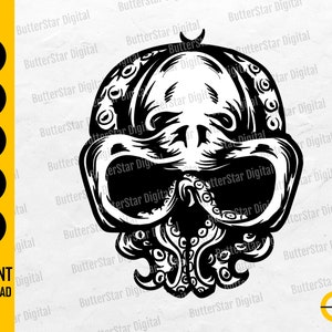 Octopus Skull SVG | Octopus SVG File | Tentacles SVG | Cricut Cutting Files Silhouette Cameo Printable Clipart Vector Digital Dxf Png Eps Ai