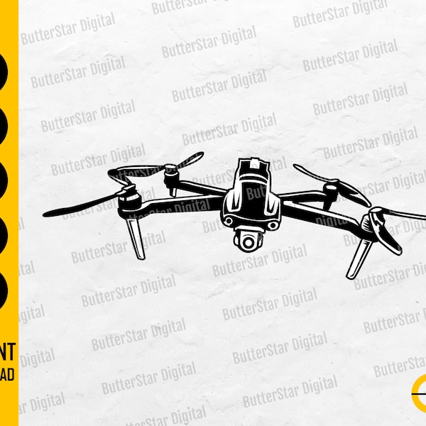 Drone SVG | UAV SVG | Camera Drone Pilot Svg | Quadcopter Decal Graphics | Cricut Silhouette Cut File Clipart Vector Digital Dxf Png Eps Ai