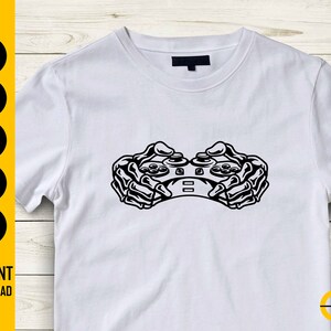 Skeleton Hand Playing Video Games SVG | Gamer T-shirt Tattoo Stencil ...