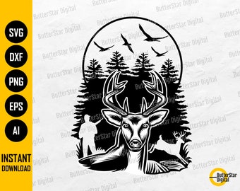 Deer Hunting SVG | Hunter SVG | Hunt SVG | Hunting T-Shirt Decal Graphics | Cricut Cutting File Cameo Clip Art Vector Digital Dxf Png Eps Ai