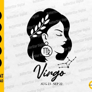 Virgo Girl SVG | Star Sign Zodiac T-Shirt Decal Vinyl Wall Art Tee | Cricut Silhouette Cameo Cuttable Clipart Vector Digital Dxf Png Eps Ai