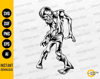 Walking Zombie SVG | Horror Monster SVG | Fun Halloween T-Shirt Image Graphics | Cricut Cutting File Clip Art Vector Digital Dxf Png Eps Ai