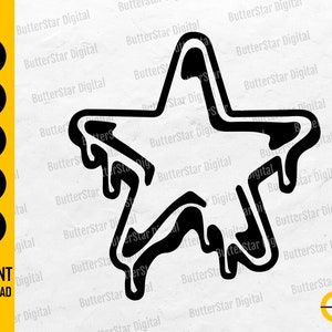 Dripping Star SVG | Basic Shape SVG | Celestial Decal T-Shirt Sticker Graphics | Cutting File Cuttable Clipart Vector Digital Dxf Png Eps Ai