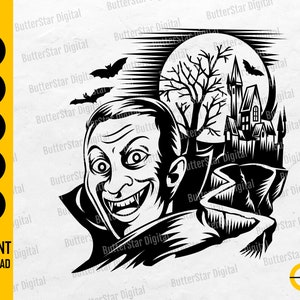 Vampire Scene SVG | Horror SVG | Halloween Decal Wall Art T-Shirt Sticker Graphics | Cricut Cut Files Clip Art Vector Digital Dxf Png Eps Ai