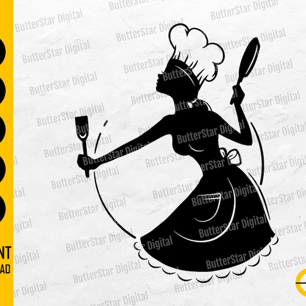 Fille cuisinier SVG | Femme Chef SVG | Cuisson SVG | T-shirt de décalcomanies de cuisine Icône de vinyle | Couper des fichiers imprimable Clipart vectoriel numérique Dxf Png Eps Ai