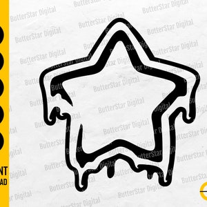 Niedliche schmelzende Sterne SVG | Himmlische Aufkleber T-Shirt Schablone Geschenk Grafik | Cricut Cut Datei CNC druckbare Clip Art Vektor Digitale Dxf Png Eps Ai