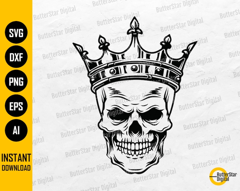 Skull King SVG Skull With Crown SVG Skeleton SVG Ruler - Etsy