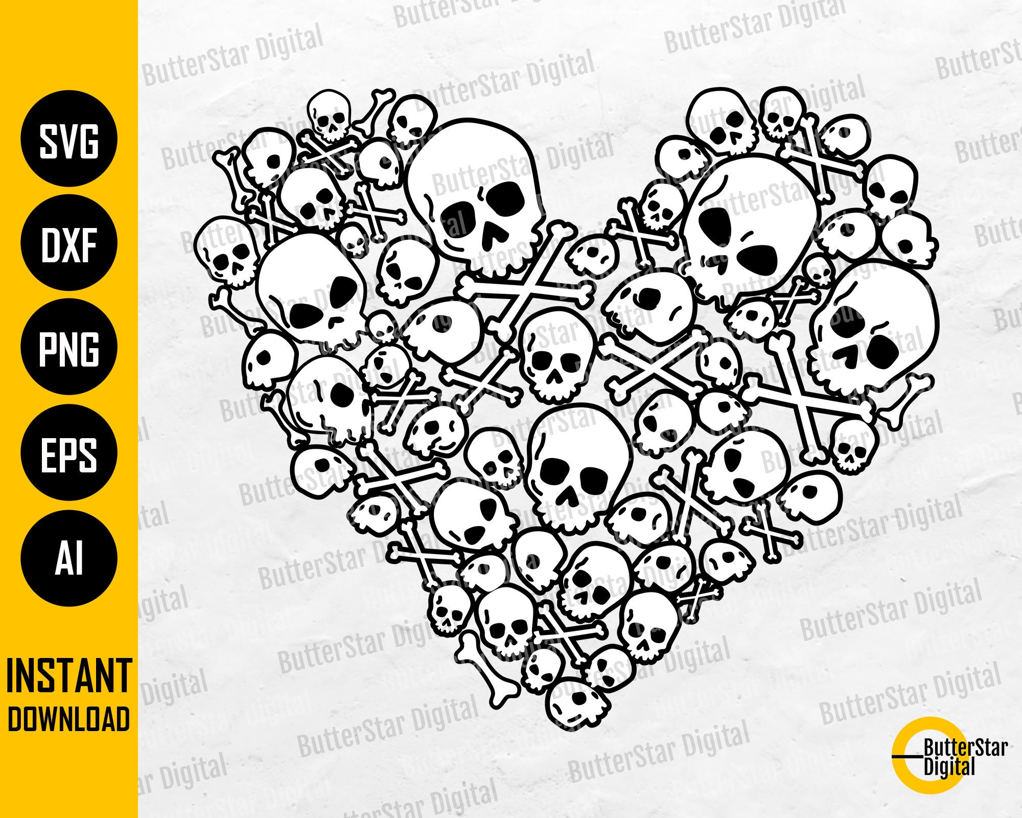 Crossbones Heart SVG / Cross Bones SVG / Cute Gothic Decal Shirt ...