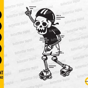 Skeleton Roller Skating SVG | Roller Skates SVG | Roller Blades Shirt | Cricut Silhouette Cutting File Clipart Vector Digital Dxf Png Eps Ai