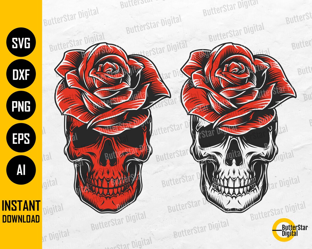 Rose Skull SVG Flower Skeleton SVG Gothic Decal T-shirt Graphics Cricut ...
