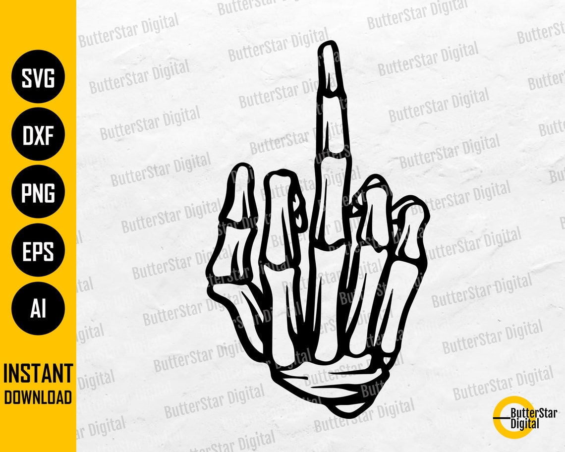 Skeleton Middle Finger SVG | Bad Hand Sign SVG | Hand Gesture SVG ...