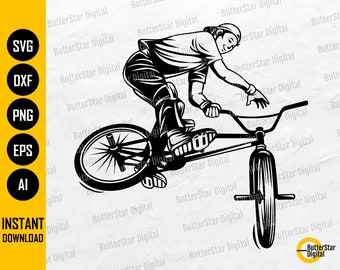 BMX Tricks Svg | Bicycle SVG | Bike SVG | Athlete Biking Rider Cycling Games Play Ride | Cutting File Clip Art Vector Digital Dxf Png Eps Ai