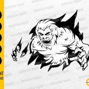 Bigfoot In The Wall SVG | Big Foot SVG | Monster Decal Wall Art Shirt | Cricut Cutting File Silhouette Clipart Vector Digital Dxf Png Eps Ai
