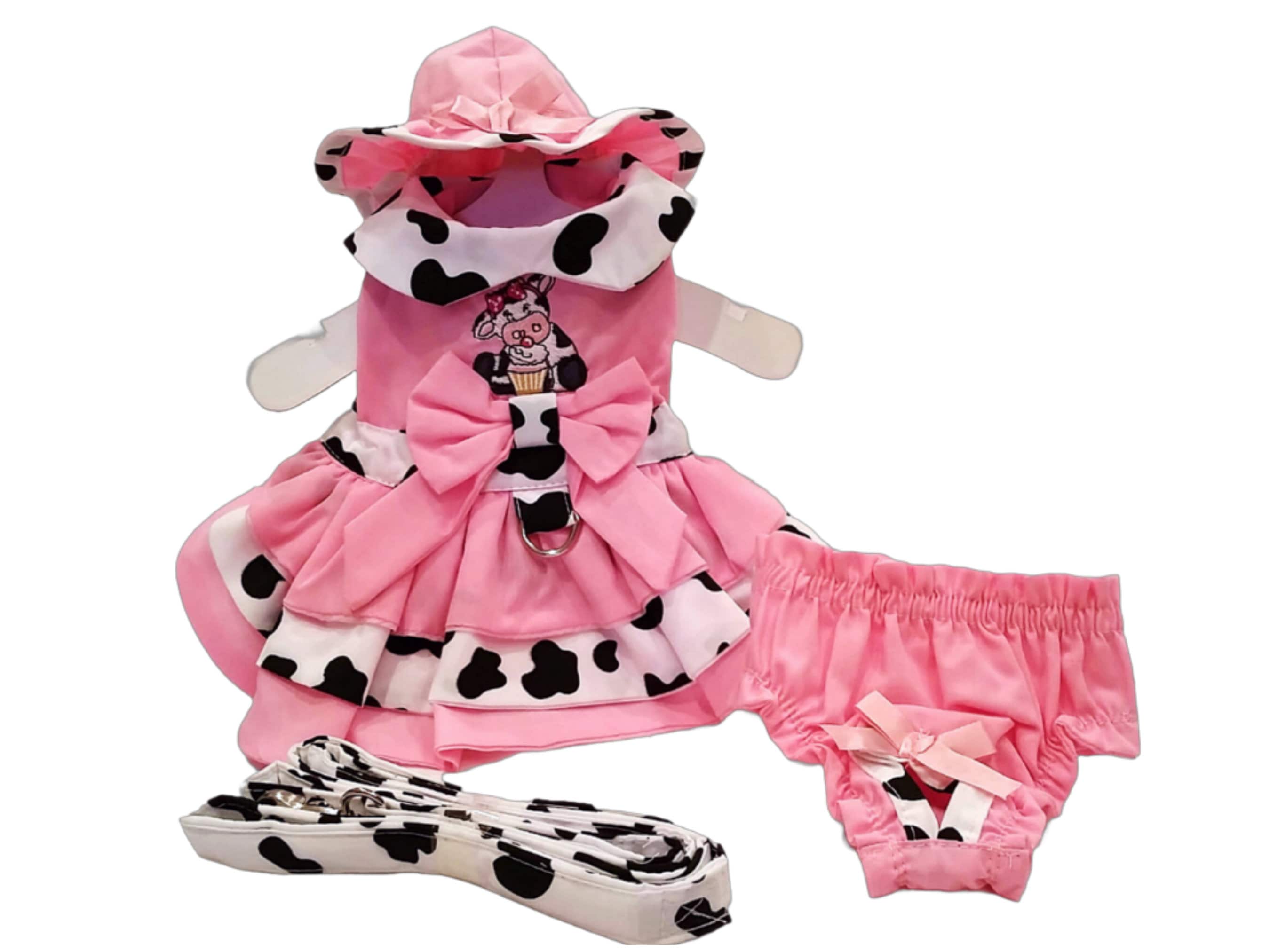 Robe de chien, Cupcake Cowgirl, robe de harnais de chien, laisse de chien, vêtements de chien, taille XS, robe de Chihuahua, robe de Yorkie, chapeau de chien de robe de chiot