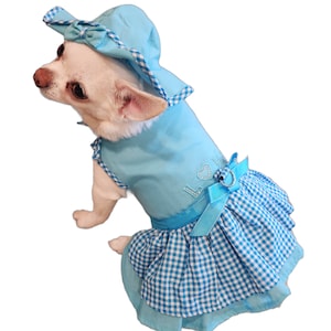 Puppy Love Dog Dress, Dog Harness Dress, Dog leash, Dog Clothes, Multiple sizes, Chihuahua dress, Yorkie Dress, Puppy Dress Dog hat