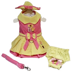 Little Chick Harness Dog Dress,  Dog Harness Set, Dog leash, Dog Clothes, Multiple sizes, Chihuahua dress, Yorkie Dress, Puppy Dress Dog hat