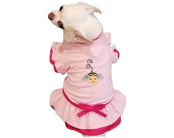 Dog Dress Happy Bee Dog Ruffle T-shirt  Pet Dress Chihuahua dress, Yorkie dress, Puppy Dress