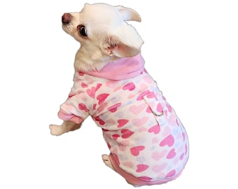 Sweat à capuche pour chien, Hearts Galore Minky Dog Hoodie, veste pour chien, vêtements pour chiens, chemise pour chien, sweat à capuche Chihuahua, veste Chihuahua