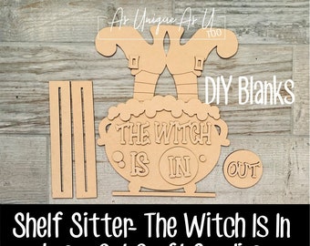 DIY Halloween Shelf Sitter Sign Kit, The Witch Is In DIY Wood Kit, Paint Your Own Sign, Paint Party Kit, DIY Paint Kit, Tiered Tray Kit