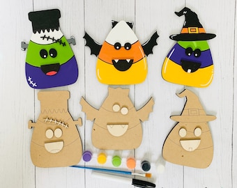 DIY Craft Halloween Candy Corn Trio Sign Kit, DIY Wood Kit, Paint Your Own Sign, Paint Party Kit, DIY Paint Kit, Tiered Tray Kit