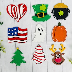 Shapes for Interchangeable Home sign, Seasonal attachments, Finished wood cut outs, tiered tray decor
