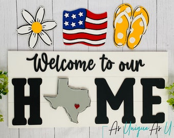 Interchangeable Home Sign, One sign for all seasons, Gift for new Home Owners, Realtor gift, welcome to our home