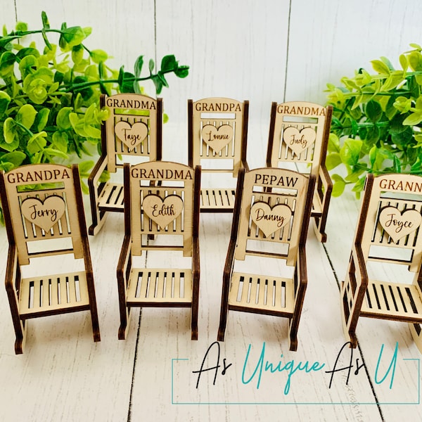 Engraved Mini Rocking Chair, wedding place setting, memorial charms