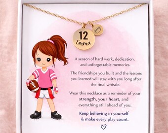 Personalized Girls Flag Football Necklace, Flag Football Gift, Custom Name Jewelry, Football Team Gift,Youth Football, Custom Number Charm