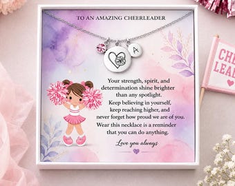 Personalisierte Cheerleader-Halskette, benutzerdefinierter Name jubeln Geschenk, Cheer Team Geschenk für Mädchen, Wettbewerb jubeln Schmuck, Tochter Cheerleader Geschenk