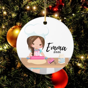 Personalized  Baker Ornament, Girls Baking Ornament, Cooking Ceramic Ornament, Personalized Cook Christmas Ornament, Arts and Craft